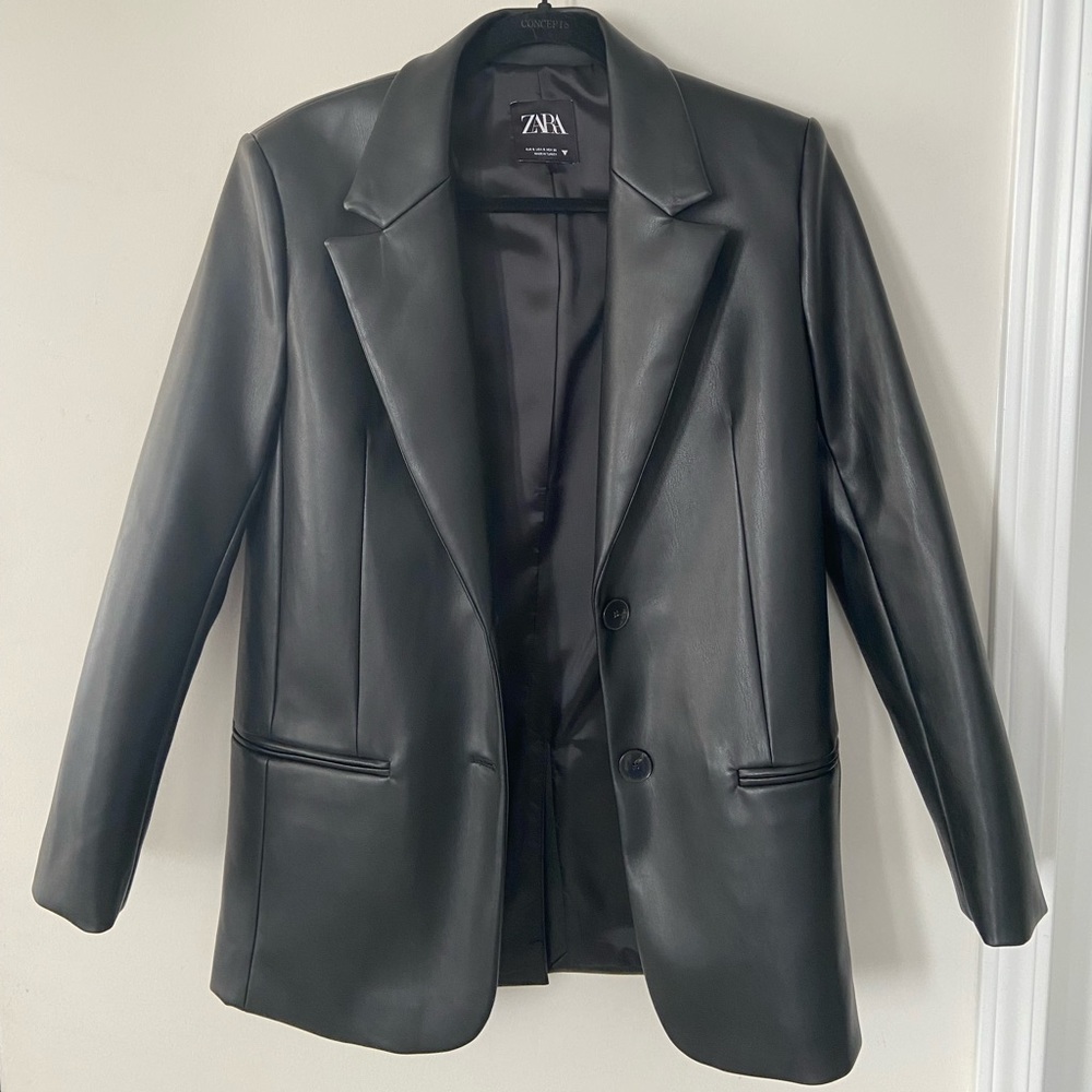 Faux leather blazer by Zara